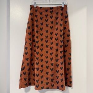 Heart Patterned Brown Skirt